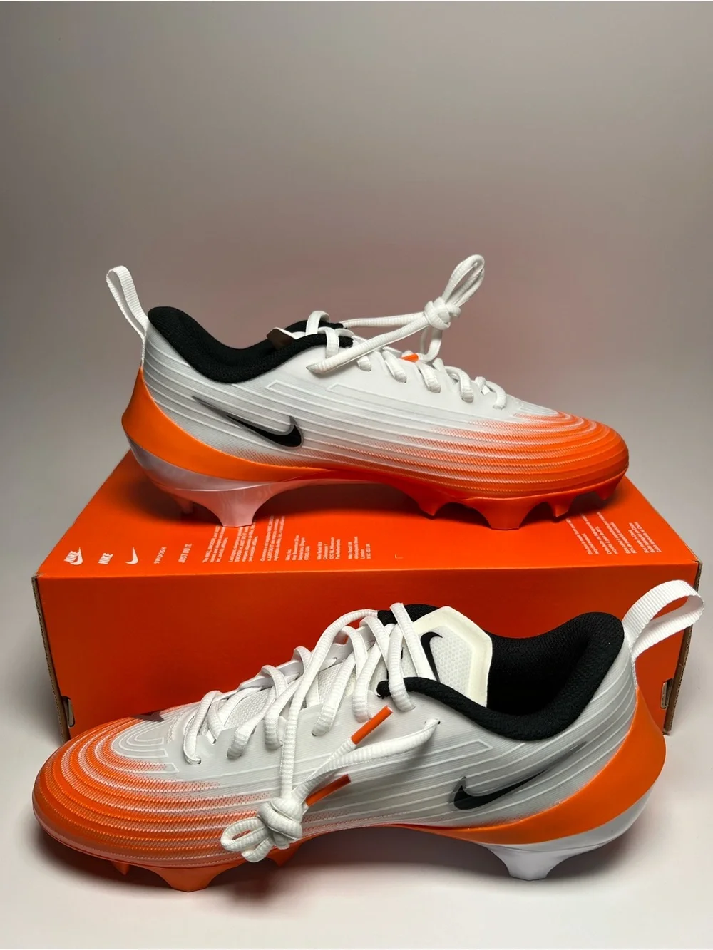 Nike Vapor Speed 3 Pro 360 Football Cleats White Orange HM8849-104 Men's Size 8